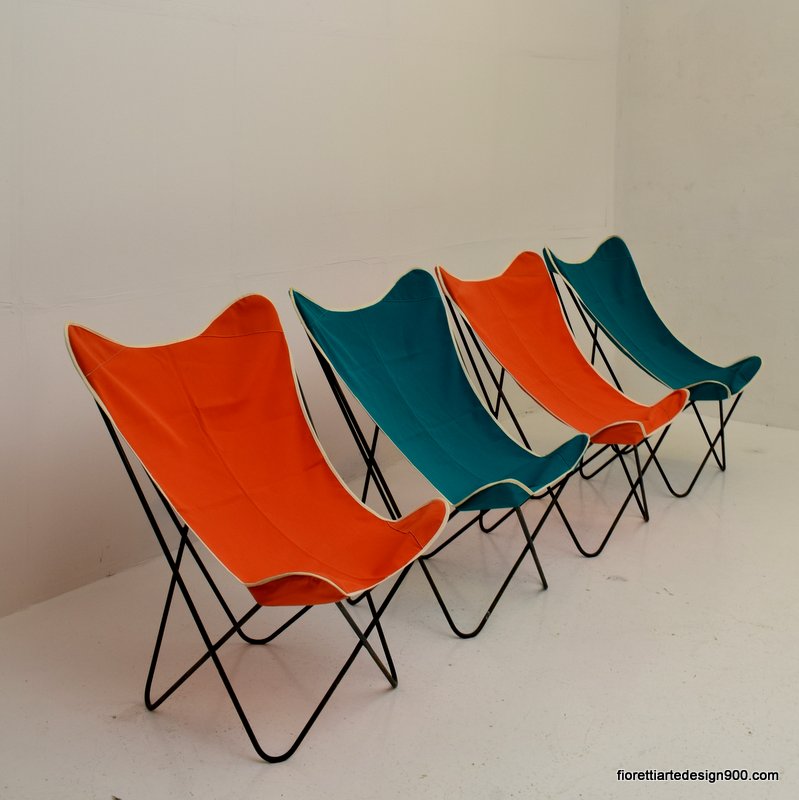 Set of four chairs Tripolina quattro sedie in ferro Sampietro Como